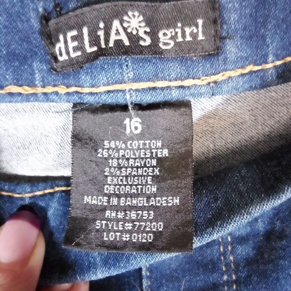 dELiA*s  Girls Jegging Size 16 Embroidered  Unicorn Skinny Blue Stretch Denim - Picture 8 of 12